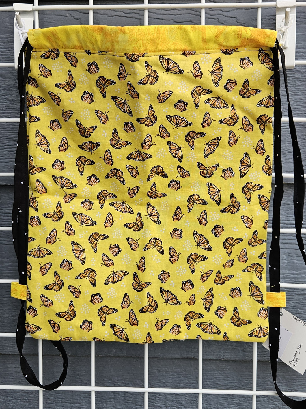 Cotton Drawstring Tote - Monarch Butterflies