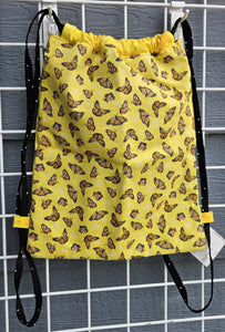 Cotton Drawstring Tote - Monarch Butterflies