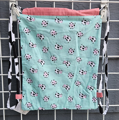 Cotton Drawstring Tote - Cows