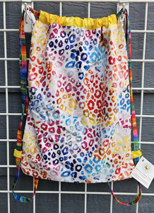 Cotton Drawstring Tote - Rainbow Cheetah