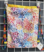 Load image into Gallery viewer, Cotton Drawstring Tote - Rainbow Cheetah