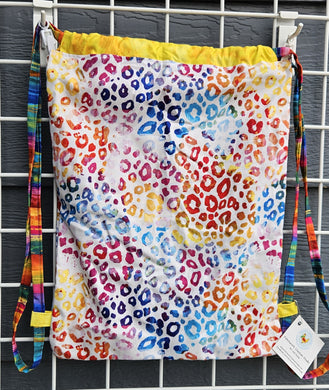 Cotton Drawstring Tote - Rainbow Cheetah