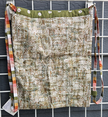 Cotton Drawstring Tote - Light Green Abstract