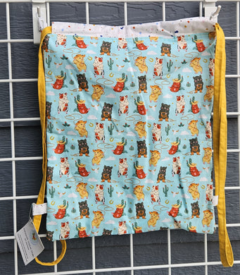 Cotton Drawstring Tote - Cowboy Hamsters