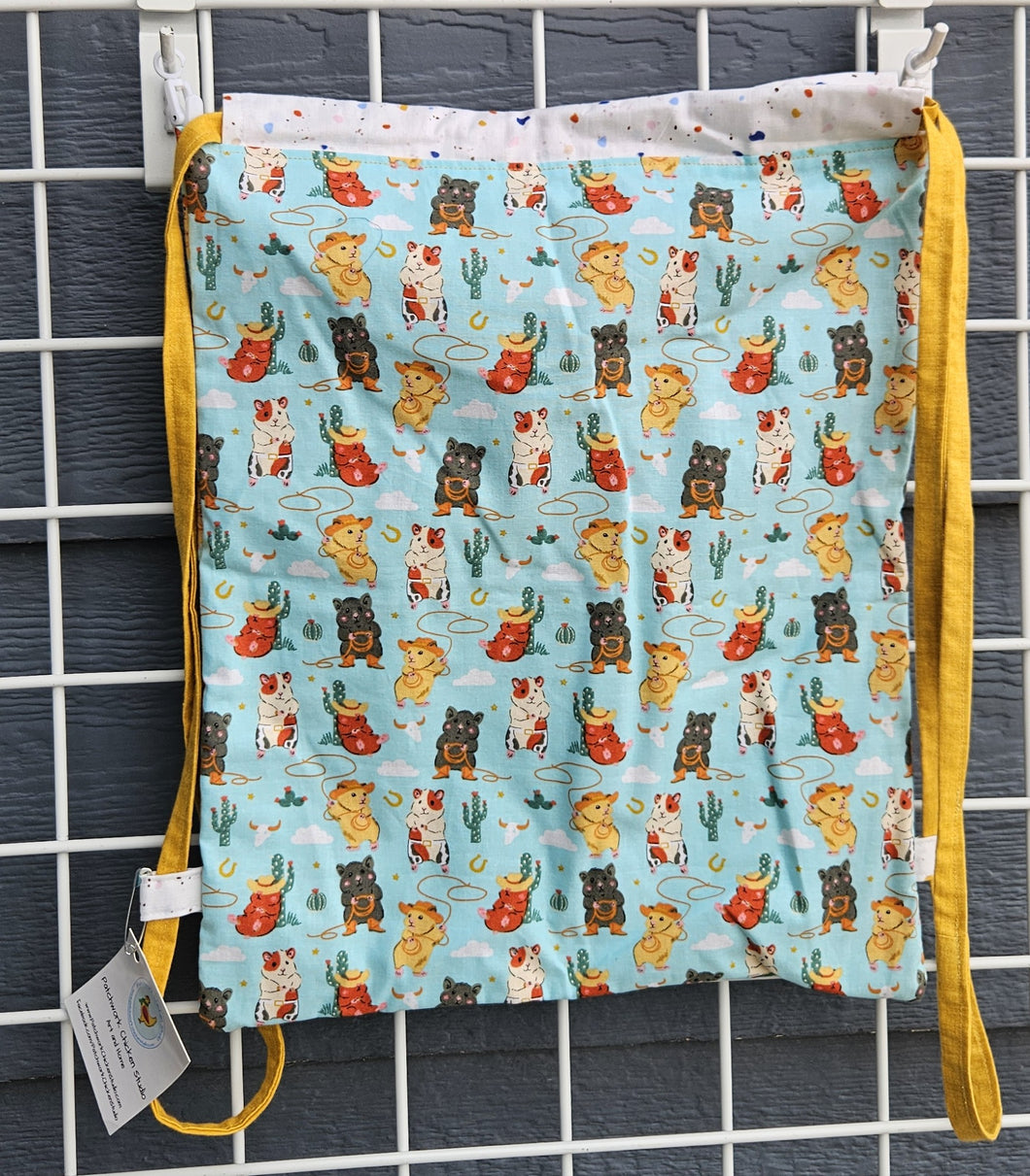 Cotton Drawstring Tote - Cowboy Hamsters