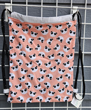 Load image into Gallery viewer, Cotton Drawstring Tote - Pandas on Peach