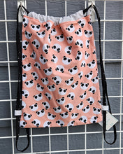 Load image into Gallery viewer, Cotton Drawstring Tote - Pandas on Peach
