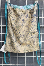 Load image into Gallery viewer, Cotton Drawstring Tote - Blue Green Ivory Batik
