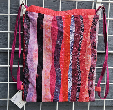 Cotton Drawstring Tote - Pink Stripes
