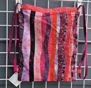 Cotton Drawstring Tote - Pink Stripes