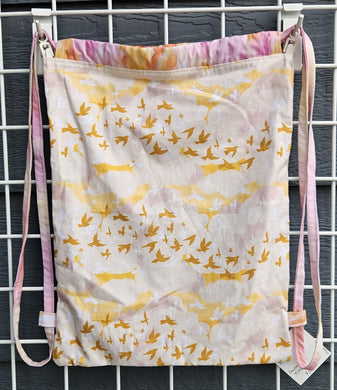 Cotton Drawstring Tote - Pastel Birds