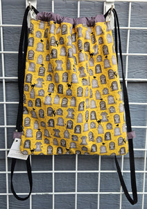 Cotton Drawstring Tote - Tombstones
