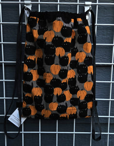 Cotton Drawstring Tote - Cats & Pumpkins