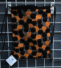 Load image into Gallery viewer, Cotton Drawstring Tote - Cats &amp; Pumpkins