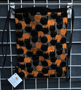 Cotton Drawstring Tote - Cats & Pumpkins