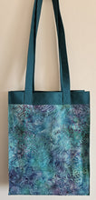 Load image into Gallery viewer, Large Market Tote with Pocket - Turquoise Batik