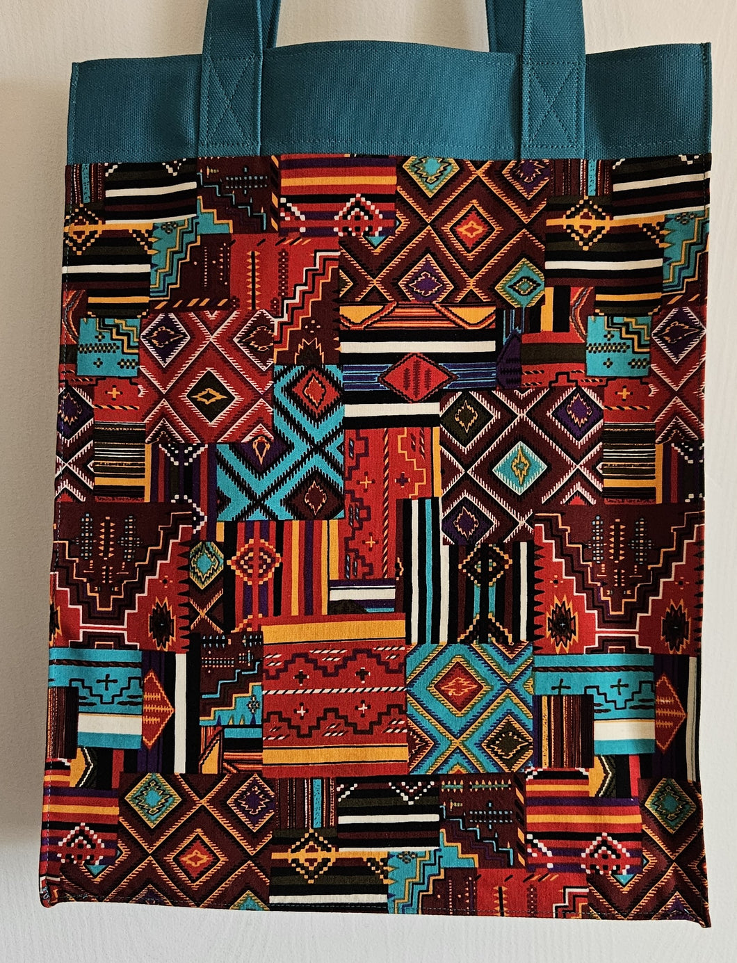 Large Market Tote with Pocket - Red Southwest