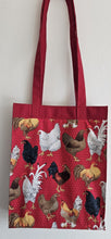 Load image into Gallery viewer, Large Market Tote with Pocket - Chickens on Chicken Wire
