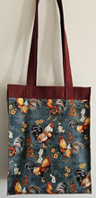 Load image into Gallery viewer, Large Market Tote with Pocket - Chickens on Green