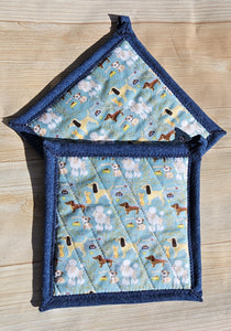 Pot Holders - Dogs on Green