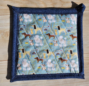 Pot Holders - Dogs on Green