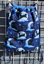 Load image into Gallery viewer, Cotton Drawstring Tote - Blue Moon Cats