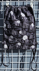 Cotton Drawstring Tote - Night Houses
