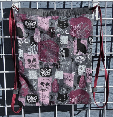 Cotton Drawstring Tote - Blushed Spooky