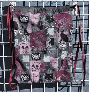Cotton Drawstring Tote - Blushed Spooky