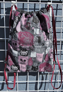Cotton Drawstring Tote - Blushed Spooky