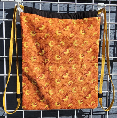 Cotton Drawstring Tote - Crescent Moons