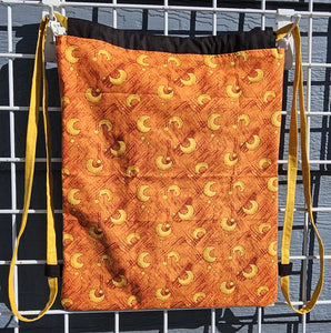 Cotton Drawstring Tote - Crescent Moons