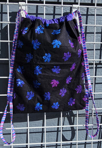 Cotton Drawstring Tote - Ombre Leaves