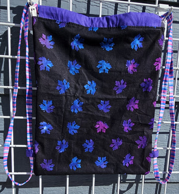 Cotton Drawstring Tote - Ombre Leaves