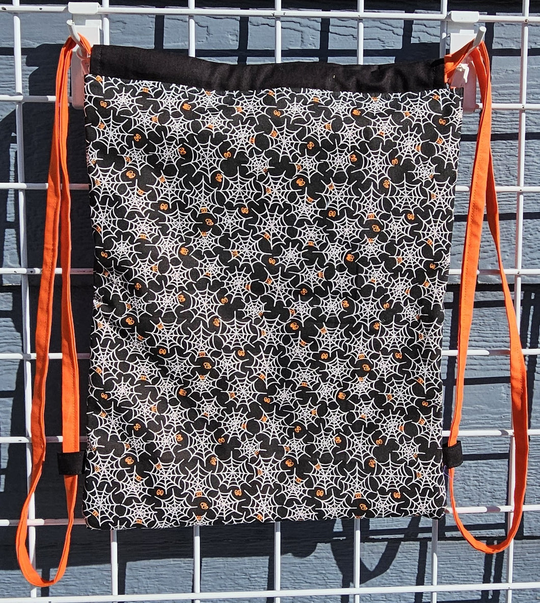 Cotton Drawstring Tote - Webs with Eyes