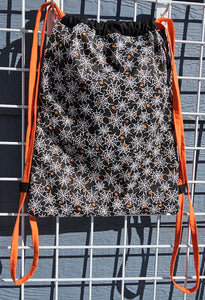 Cotton Drawstring Tote - Webs with Eyes