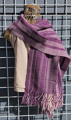 Handwoven Ruan - Peruvian Wool Purple/Pink Stripes