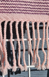 Handwoven Scarf - Peruvian Wool Purple/Pink Stripe