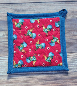 Pot Holders - Chickens in Red