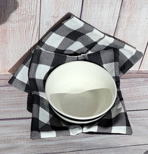 Load image into Gallery viewer, Bowl Cozies - Black and Cream Buffalo Plaid