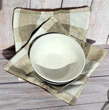 Load image into Gallery viewer, Bowl Cozies - Pale Brown Plaid