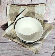 Load image into Gallery viewer, Bowl Cozies - Pale Brown Plaid