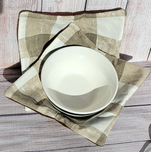Bowl Cozies - Pale Brown Plaid