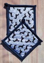 Load image into Gallery viewer, Pot Holders - Doxie Dogs on Grey