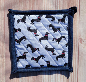 Pot Holders - Doxie Dogs on Grey