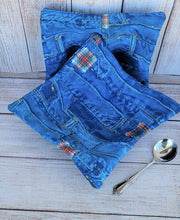 Load image into Gallery viewer, Bowl Cozies - Distressed Denim Jeans