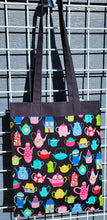 Load image into Gallery viewer, Large Market Tote with Pocket - Whimsical Teapots