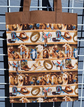 Load image into Gallery viewer, Large Market Tote with Pocket - Horses and Saddles