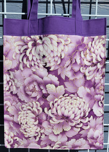 Large Market Tote with Pocket - Purple and Gold Floral