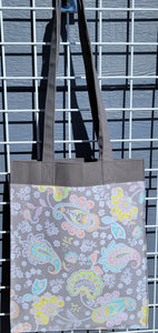 Large Market Tote with Pocket - Pastel Paisley